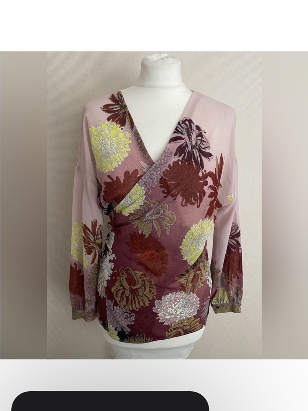 Zara Floral Long Sleeve Wrap Blouse
